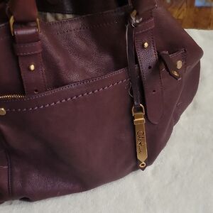 Chateau Rich Plum Leather Satchel